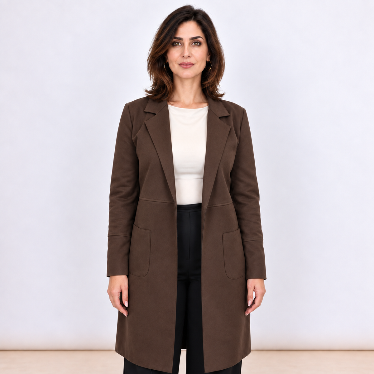 [MIXMUSE.COUTURE] Blazer Lungo Effetto Scamosciato Con Tasche
