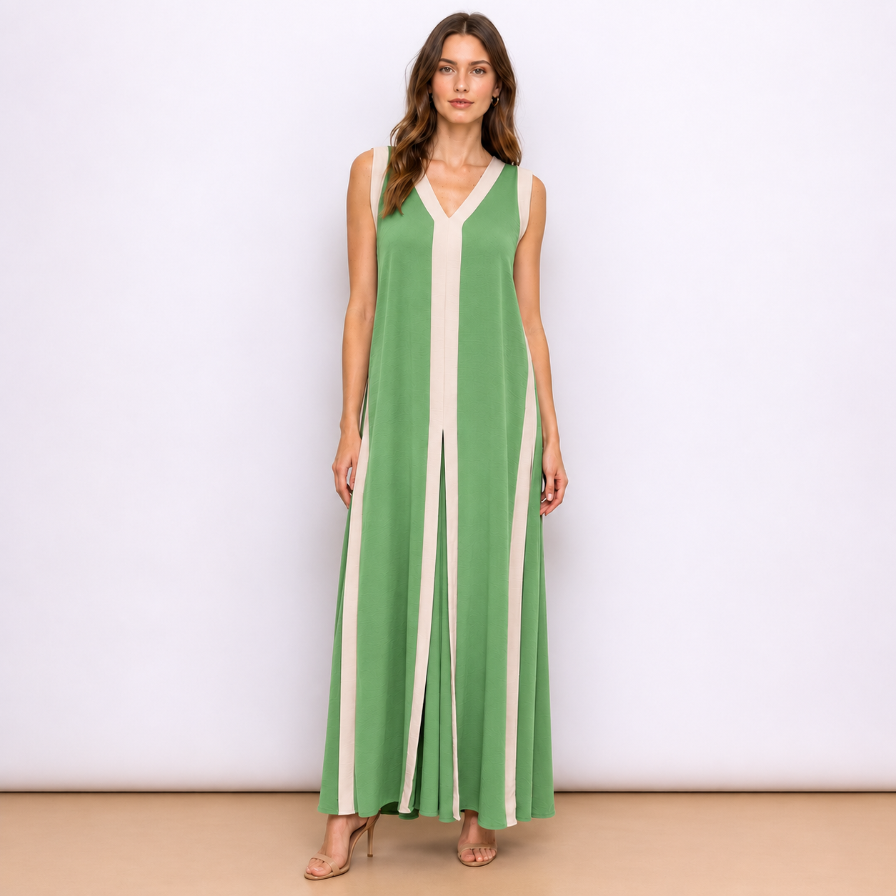 [MIXMUSE.NOHO] Gisella, Abito Lungo Bicolor Con Scollo A V