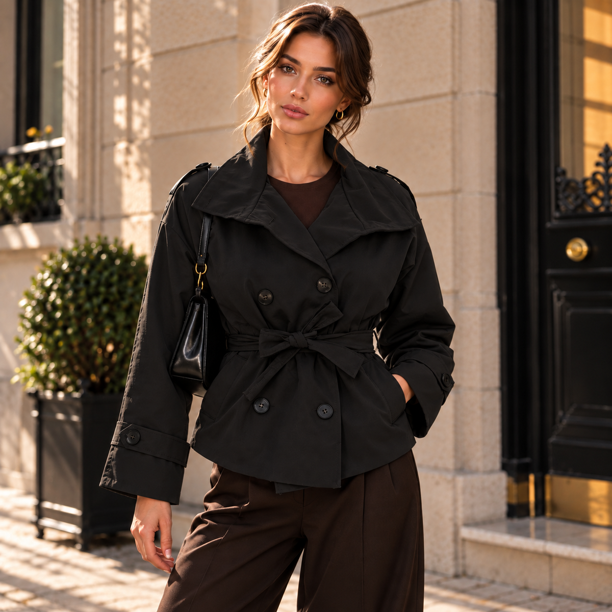 [MIXMUSE.SOUL] Naomi, Giubbotto Trench Collo A Imbuto