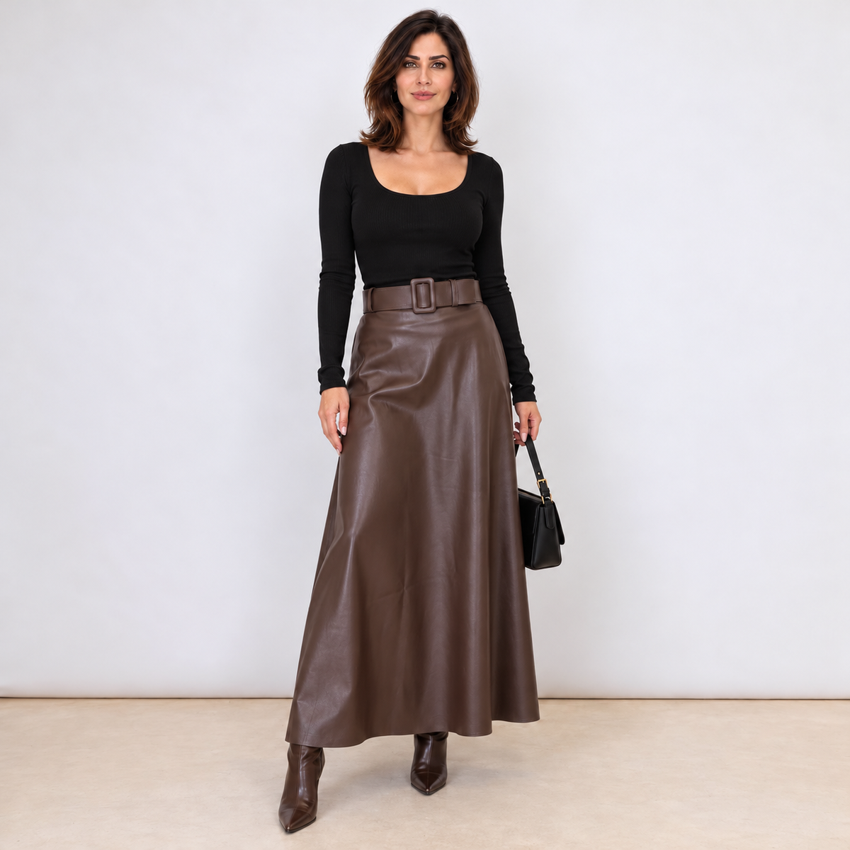 [MIXMUSE.COUTURE] Gonna In Ecopelle Con Cintura Regolabile In Vita