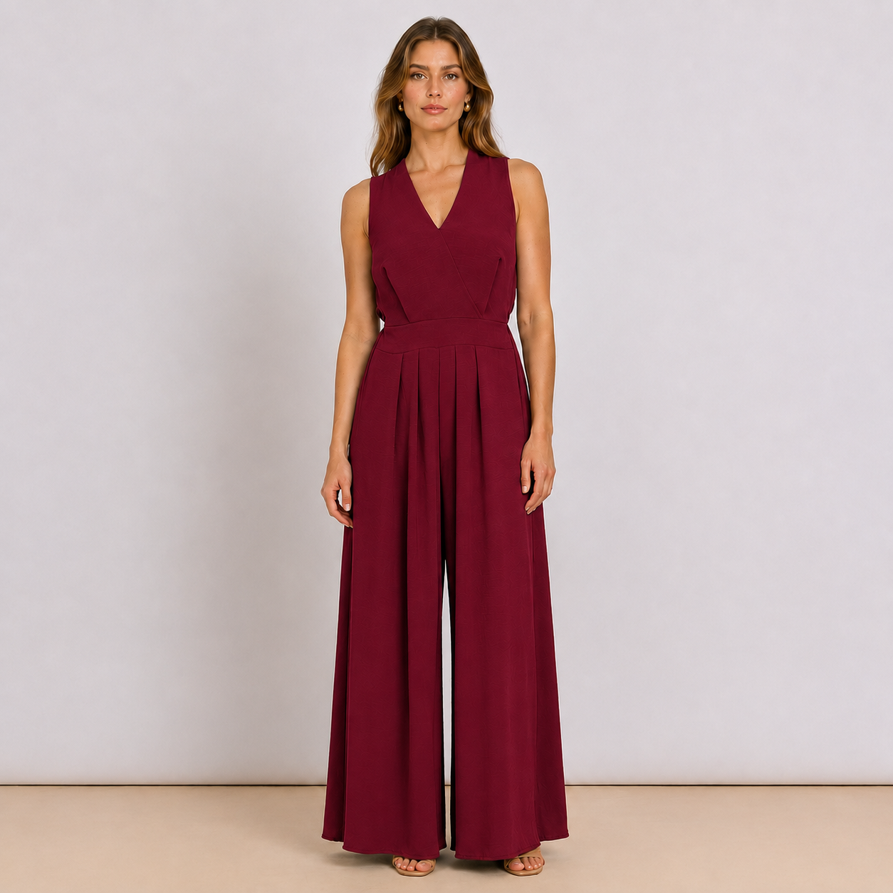 [MIXMUSE.COUTURE] Jumpsuit Couture, Tuta Lunga Fluida Con Scollo A V
