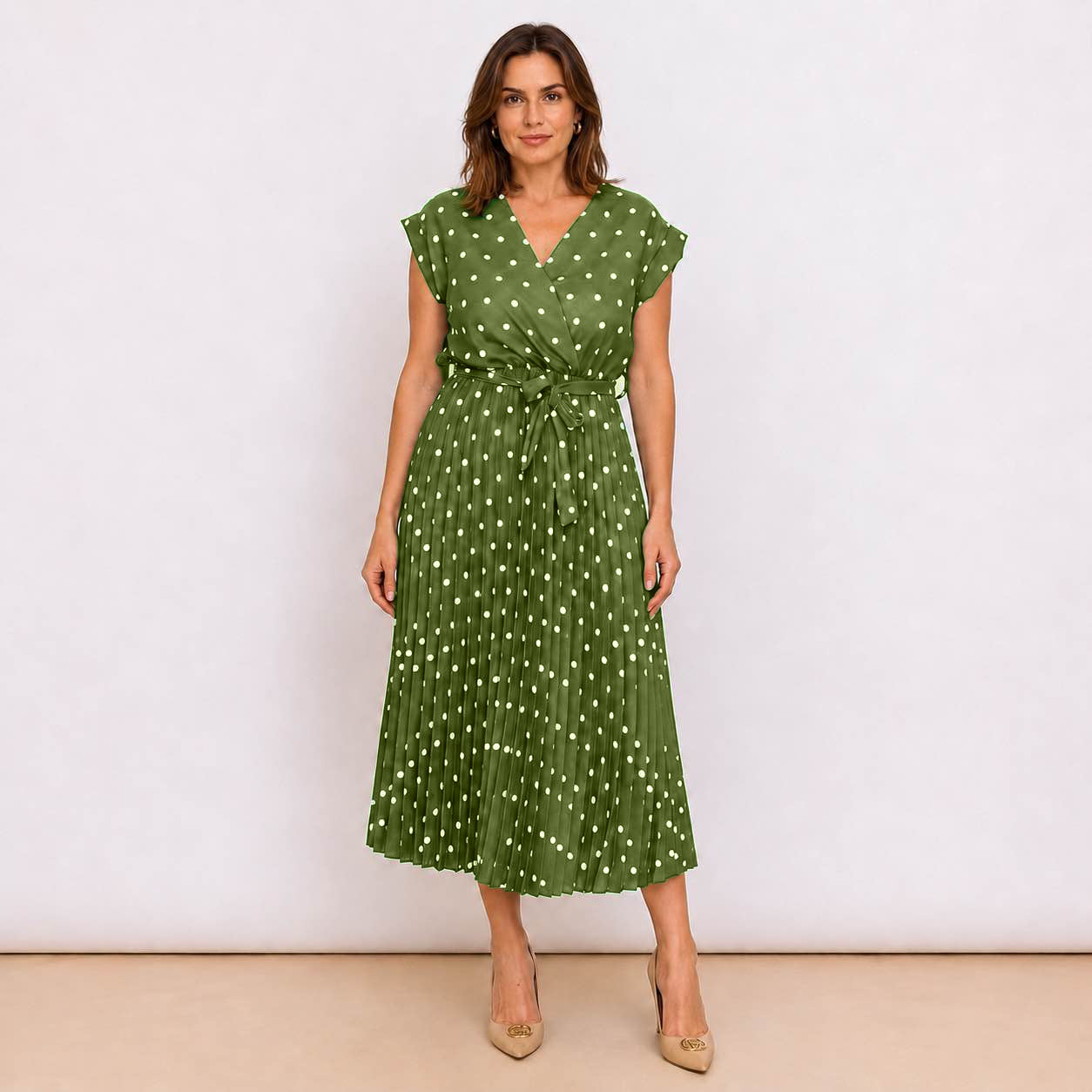 [MIXMUSE.COUTURE] Vestito Incrociato Plissettato A Pois