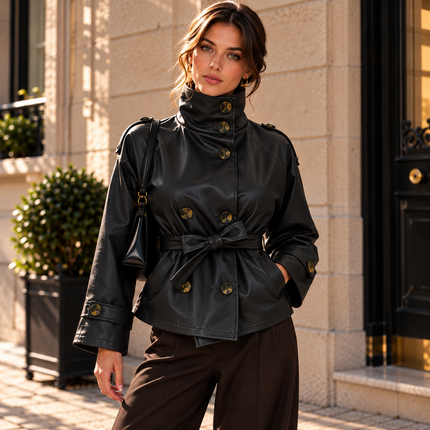 [MIXMUSE.SOUL] Naomi, Giubbotto Trench Collo A Imbuto