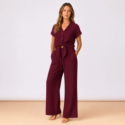 [MIXMUSE.COUTURE] City Chic, Coordinato Gessato Con Pantaloni E Camicia
