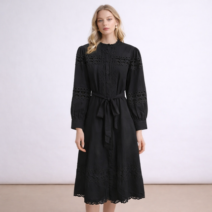 [MIXMUSE.NOHO] Abito Camicia In Sangallo Boemiano