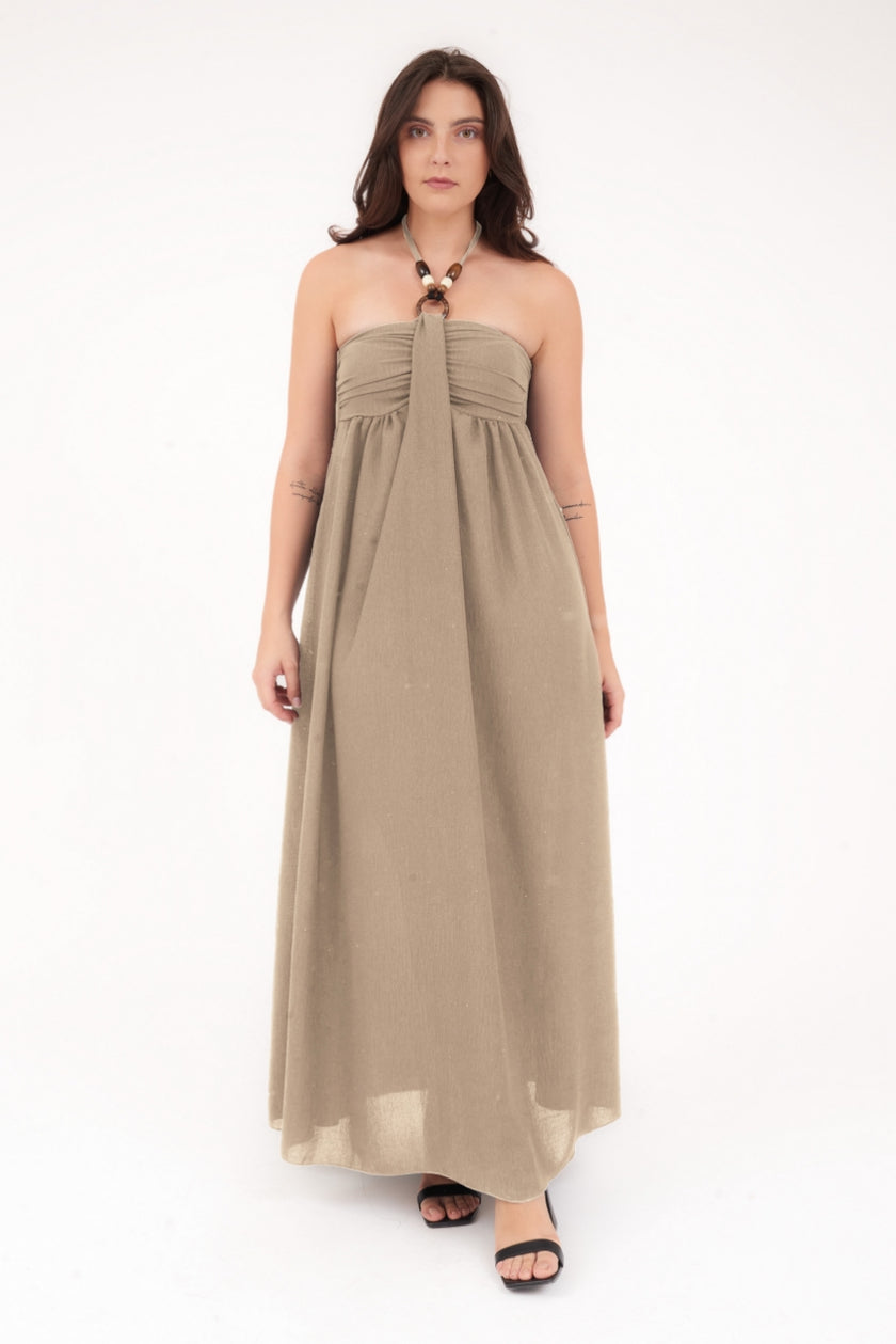 Abito Olivia, Lungo Con Collana Decorativa