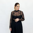 [MIXMUSE.COUTURE] Maglia in Pizzo Angelo, Trasparente A Maniche Lunghe