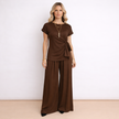 [MIXMUSE.NOHO] Lea, Completo Con Pantalone Fluido E Maglia Con Fiocco