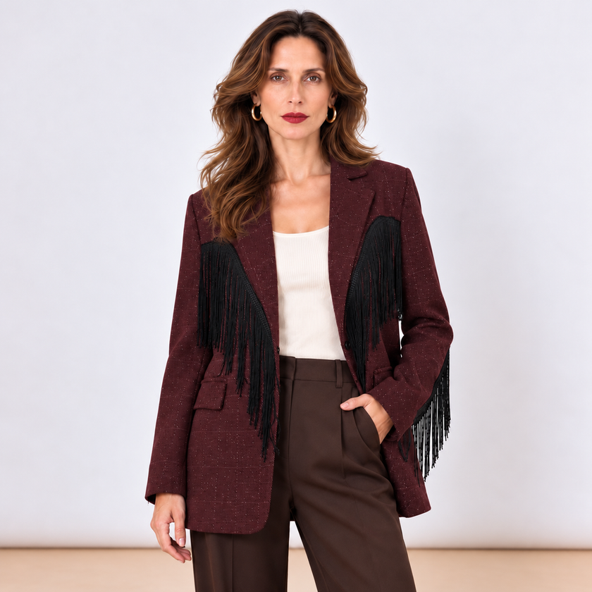 [MIXMUSE.NOHO] Blazer Con Frange A Contrasto