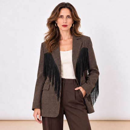[MIXMUSE.NOHO] Blazer Con Frange A Contrasto