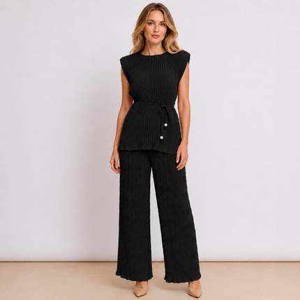 [MIXMUSE] Tokyo, Completo Plissettato Con Top Con Laccetto In Vita E Pantalone