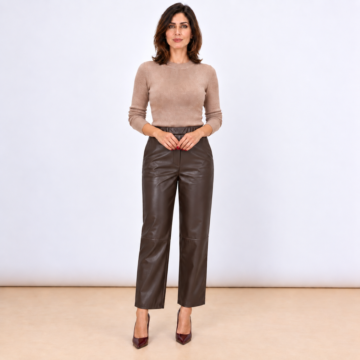 [MIXMUSE.COUTURE] Capri-broek van imitatieleer
