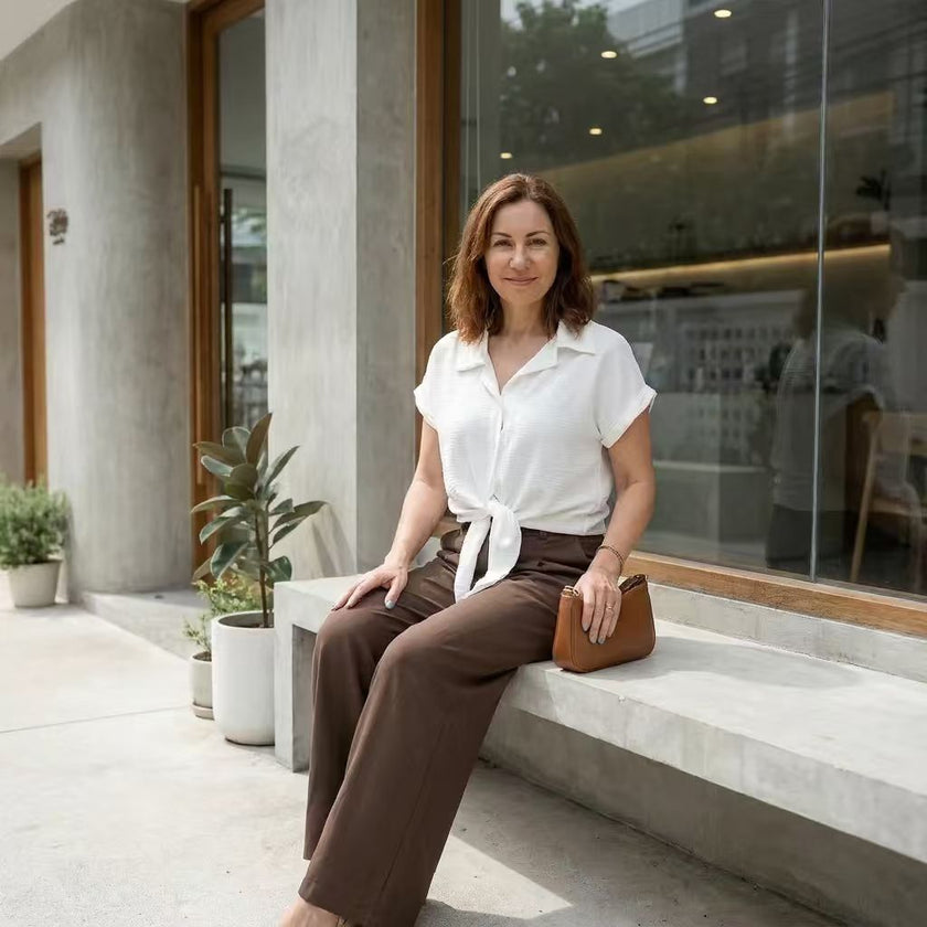 [MIXMUSE.COUTURE] Bora Bora, Camicia Annodata A Maniche Corte