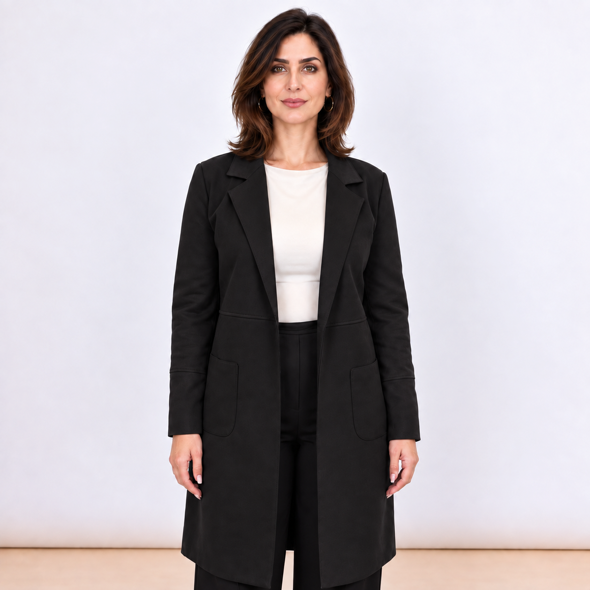 [MIXMUSE.COUTURE] Blazer Lungo Effetto Scamosciato Con Tasche