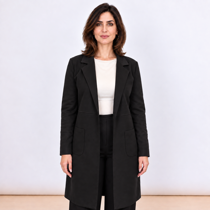 [MIXMUSE.COUTURE] Blazer Lungo Effetto Scamosciato Con Tasche
