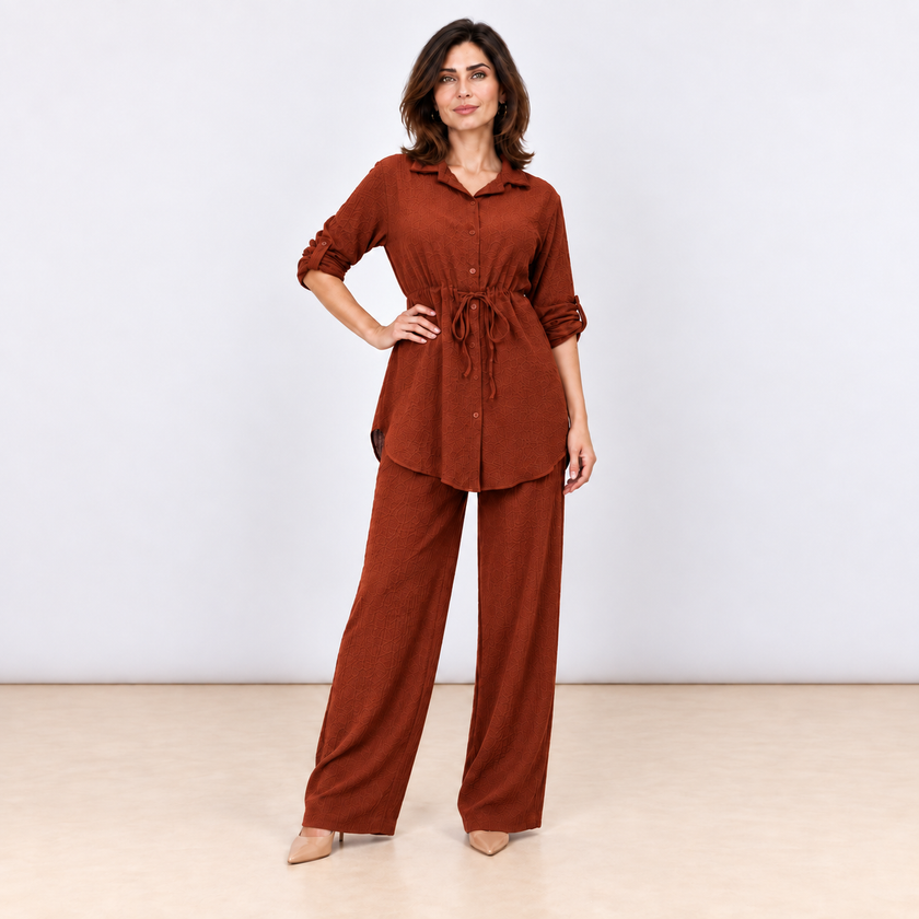 [MIXMUSE.COUTURE] Trouser Set With Shirt And Drawstring Waist