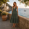[MIXMUSE.SOUL] Vestito Lungo Con Balze E Dettaglio Stella Marina