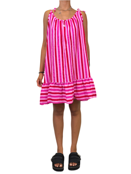 Abito Corto Estivo con Fantasia a Righe