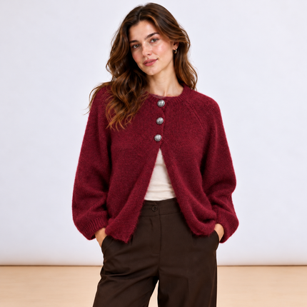 [MIXMUSE] Cardigan In Maglia Morbida Con Bottoni