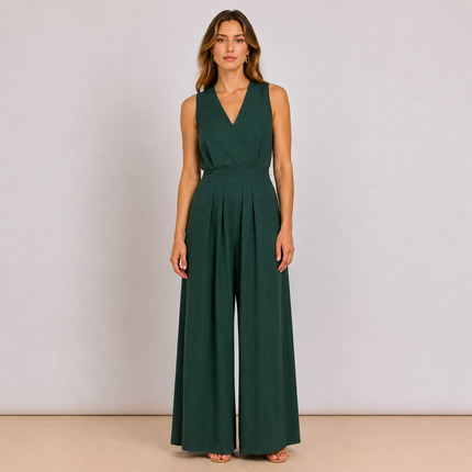 [MIXMUSE.COUTURE] Jumpsuit Couture, Tuta Lunga Fluida Con Scollo A V