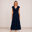 [MIXMUSE.NOHO] Carmen, Vestito Lungo Con Balze E Volant Sullo Scollo A V
