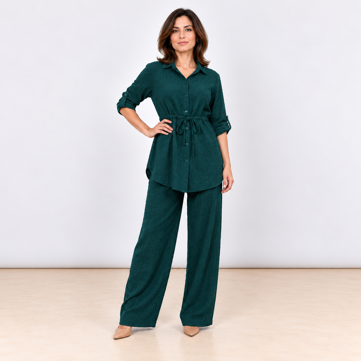 [MIXMUSE.COUTURE] Trouser Set With Shirt And Drawstring Waist
