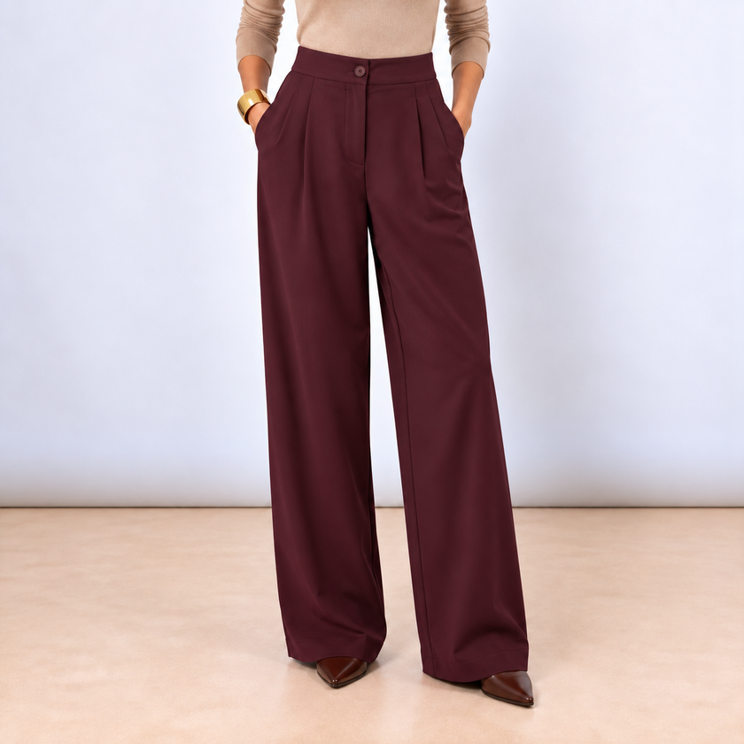 [MIXMUSE] Pantalon avec pinces et taille élastiquée