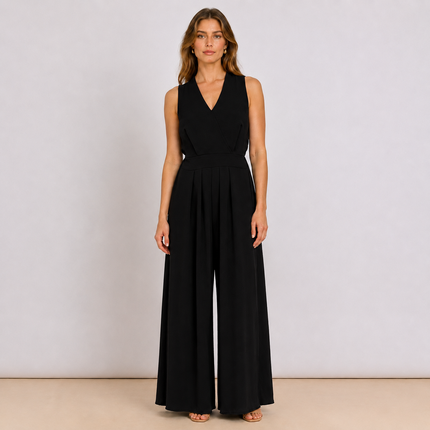 [MIXMUSE.COUTURE] Jumpsuit Couture, Tuta Lunga Fluida Con Scollo A V