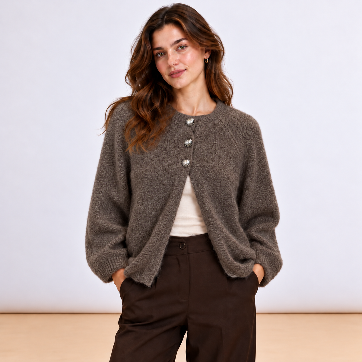 [MIXMUSE] Cardigan In Maglia Morbida Con Bottoni