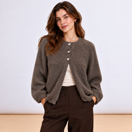 [MIXMUSE] Cardigan In Maglia Morbida Con Bottoni