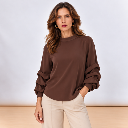 [MIXMUSE.NOHO] Elodie, Camicia Con Volant Sulle Maniche