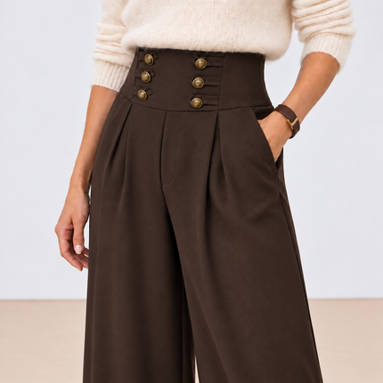 [MIXMUSE.NOHO] Pantalone Palazzo Con Fascia Alta E Alamari