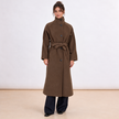[MIXMUSE] Cappotto Lungo Con Cintura In Vita E Bottoni