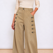 [MIXMUSE.NOHO] Versailles, Pantalone Con Alamari e Bottoni Dorati, Effetto Scamosciato