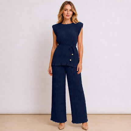 [MIXMUSE] Tokyo, Completo Plissettato Con Top Con Laccetto In Vita E Pantalone