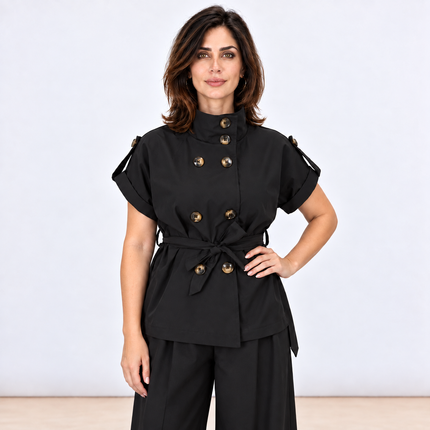 [MIXMUSE.COUTURE] Trench A Maniche Corte Con Cintura E Bottoni