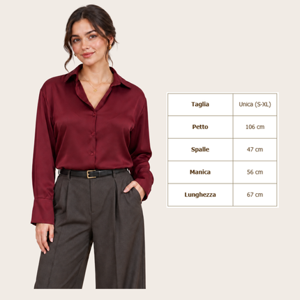 [MIXMUSE] Luxury,  Camicia In Satin Con Colletto Classico E Bottoni