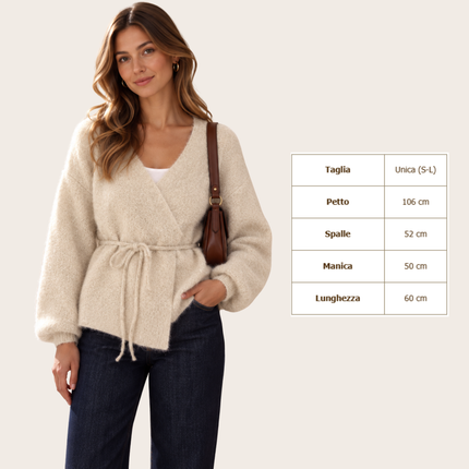 [MIXMUSE.SOUL] Charlotte, Completo in Maglia con Cardigan Incrociato e Pantalone