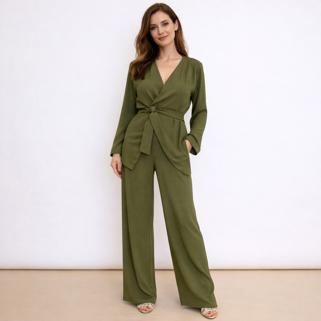 [MIXMUSE.COUTURE] Spring, Completo Pantaloni E Maglia Incrociata