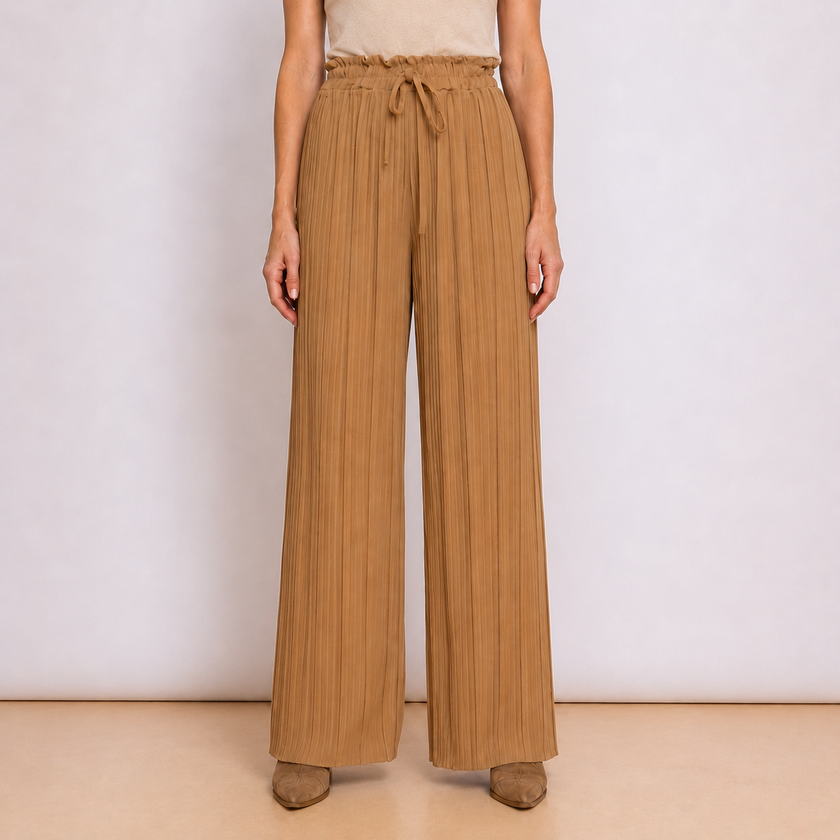 [MIXMUSE.NOHO] Pantalone Plissettato Con Coulisse In Vita