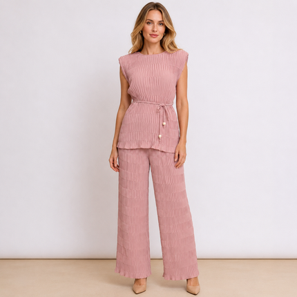 [MIXMUSE] Tokyo, Completo Plissettato Con Top Con Laccetto In Vita E Pantalone