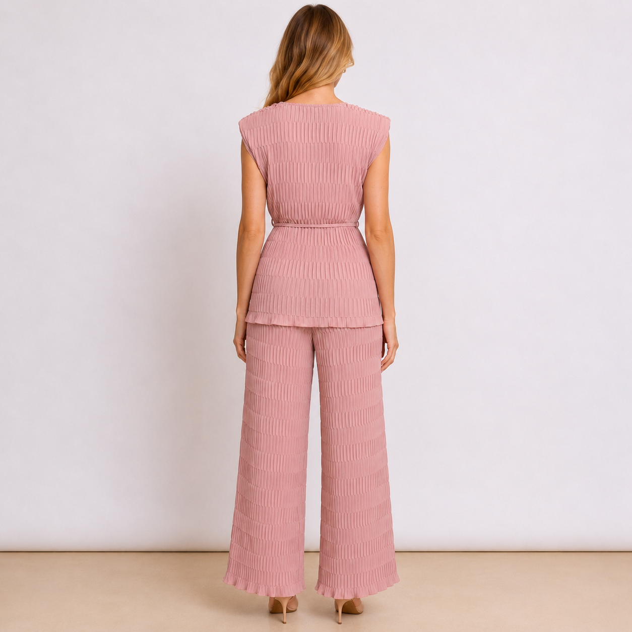 [MIXMUSE] Tokyo, Completo Plissettato Con Top Con Laccetto In Vita E Pantalone
