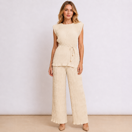 [MIXMUSE] Tokyo, Completo Plissettato Con Top Con Laccetto In Vita E Pantalone