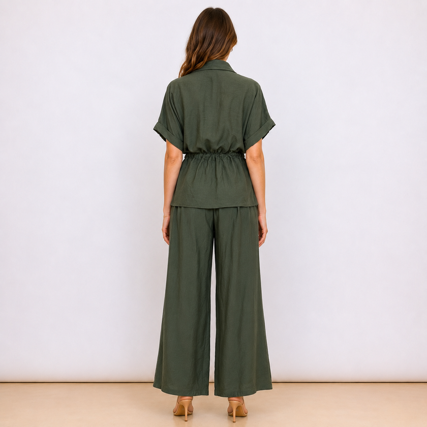 [MIXMUSE] Capri, Completo Camicia Con Coulisse In Vita E Pantalone Coordinato