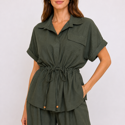 [MIXMUSE] Capri, Completo Camicia Con Coulisse In Vita E Pantalone Coordinato