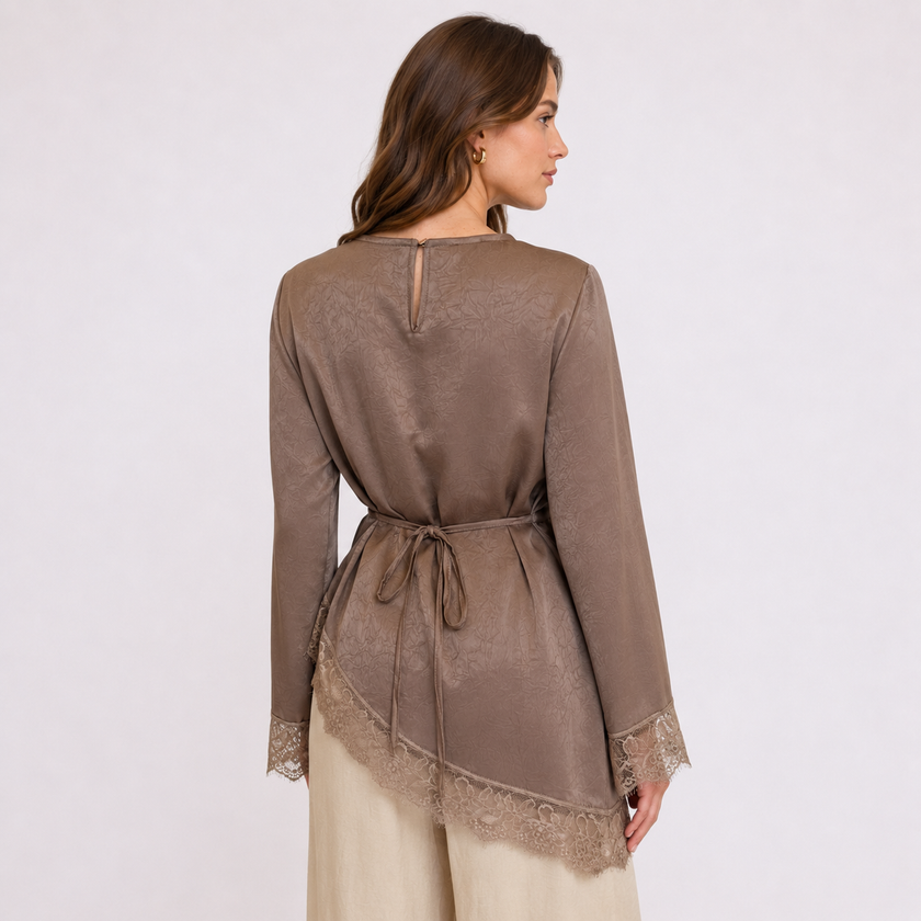 [MIXMUSE.NOHO] Maglia Satinata Con Dettaglio Pizzo