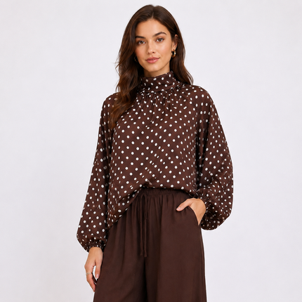 [MIXMUSE.COUTURE] Camicia A Pois Con Fiocco Sul Retro