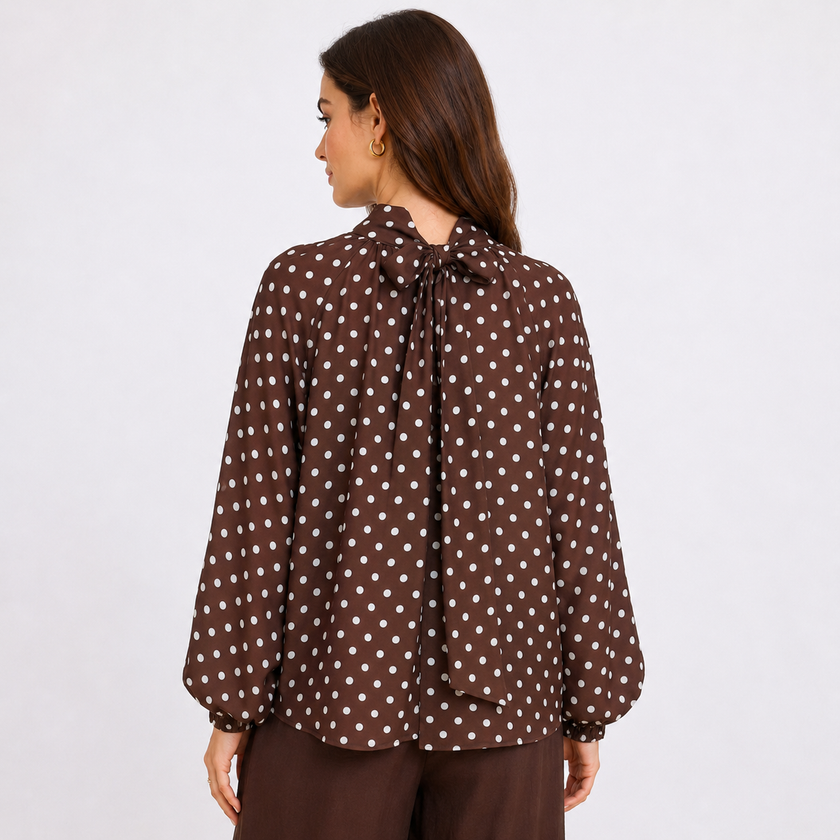 [MIXMUSE.COUTURE] Camicia A Pois Con Fiocco Sul Retro