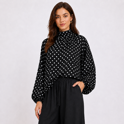 [MIXMUSE.COUTURE] Camicia A Pois Con Fiocco Sul Retro