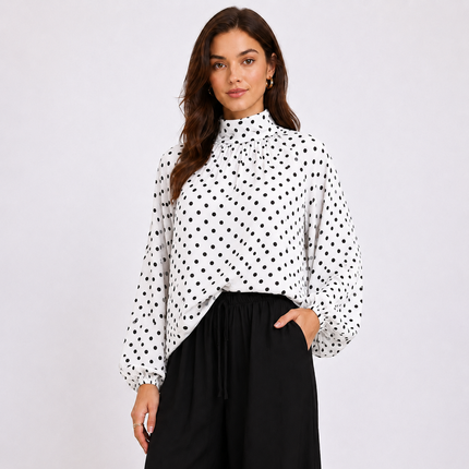 [MIXMUSE.COUTURE] Camicia A Pois Con Fiocco Sul Retro